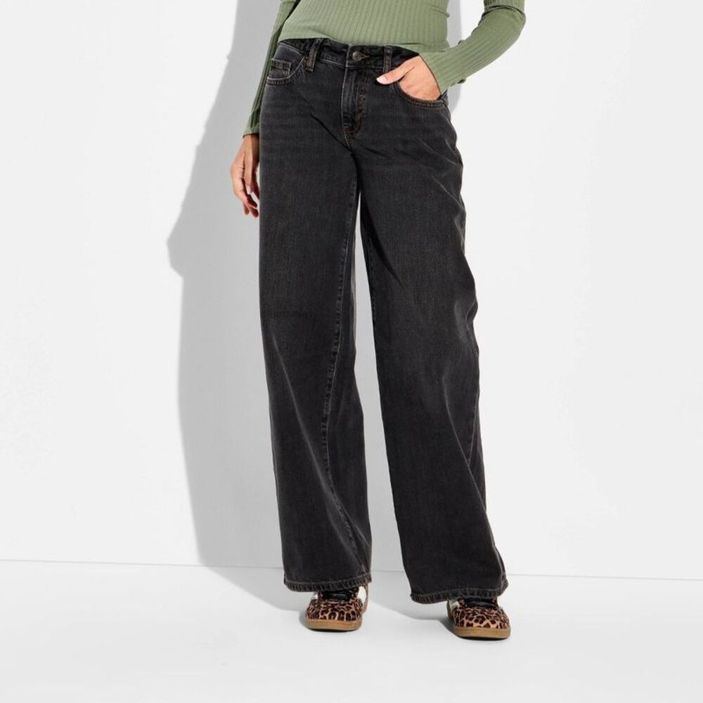 Wild Fable - Women's Low-Rise Baggy Jeans - Wild Fable Black Wa Black - Picture 2 of 3